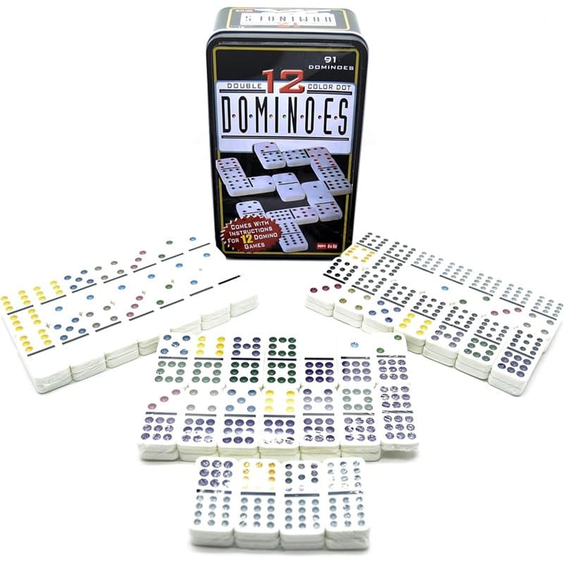Domino Jeu de Table ou Domino Professionnel Grand 91 Pièces avec Boîte Métallique Domino Classique Sophistiqué et Toujours Diver
