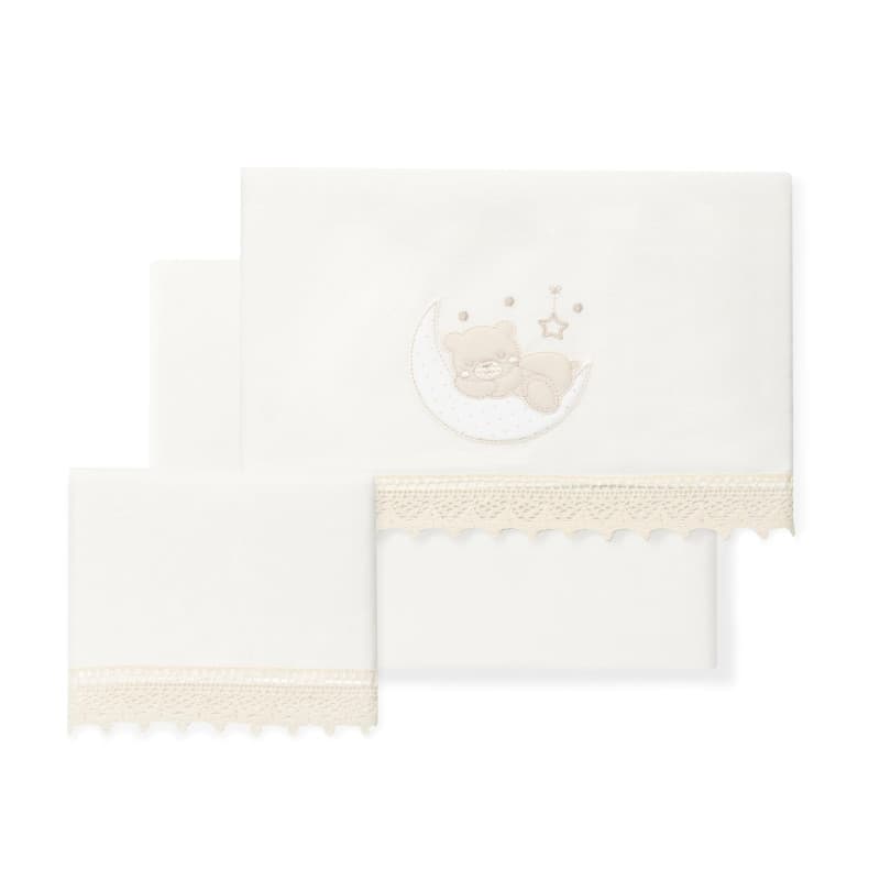 Interbaby - Parure de lit bébé 100% Coton pour Voiture/couffin/couffin - Guipure Ours Lune Ensemble 3 pièces, Drap-Housse + Drap