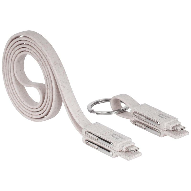 Mars Gaming MCA-ECO, Pack 2x Câbles de Charge ECO Fibre de Blé, Câble USB 1m + Câble Porte-Clés Magnétique, Transfert de Données