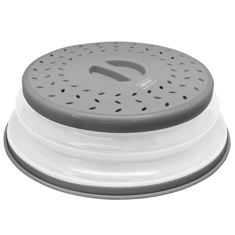 NERTHUS FIH 1300 Couvercle pliable multifonction pour micro-ondes avec protection anti-éclaboussures et panier de drainage pour
