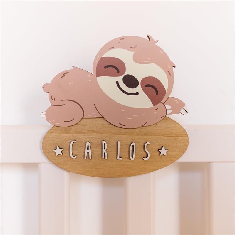 WONDEE Vintiun Plaque décorative pour chambre de bébé en forme d'ours, noms en bois personnalisés pour portes et chambre fille e