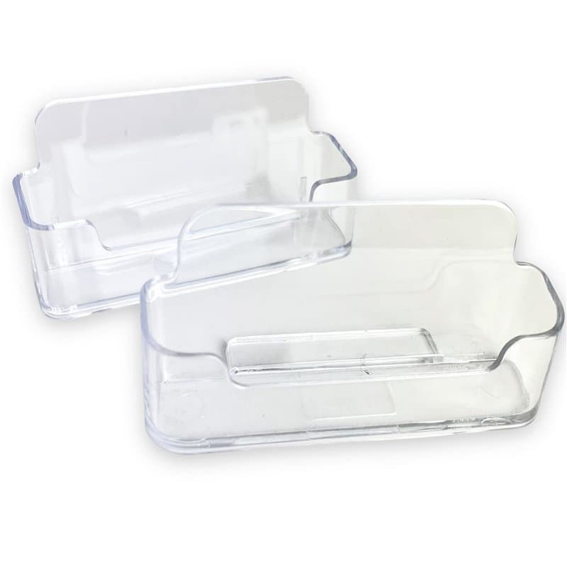Lot de 2 porte-cartes de visite transparents – Présentoir de bureau en acrylique 96 x 47 mm pour cartes professionnelles