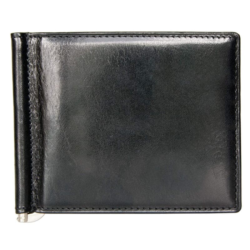 Portefeuille en cuir véritable de qualité avec pince en acier inoxydable pour les billets à l'intérieur