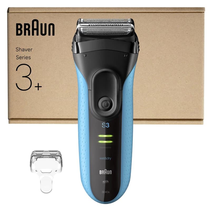 Braun Rasoir Electrique Homme Series 3 ProSkin 3040s Noir-Bleu, Avec Tondeuse De Précision Pour Sculpter Les Moustaches Et Micro