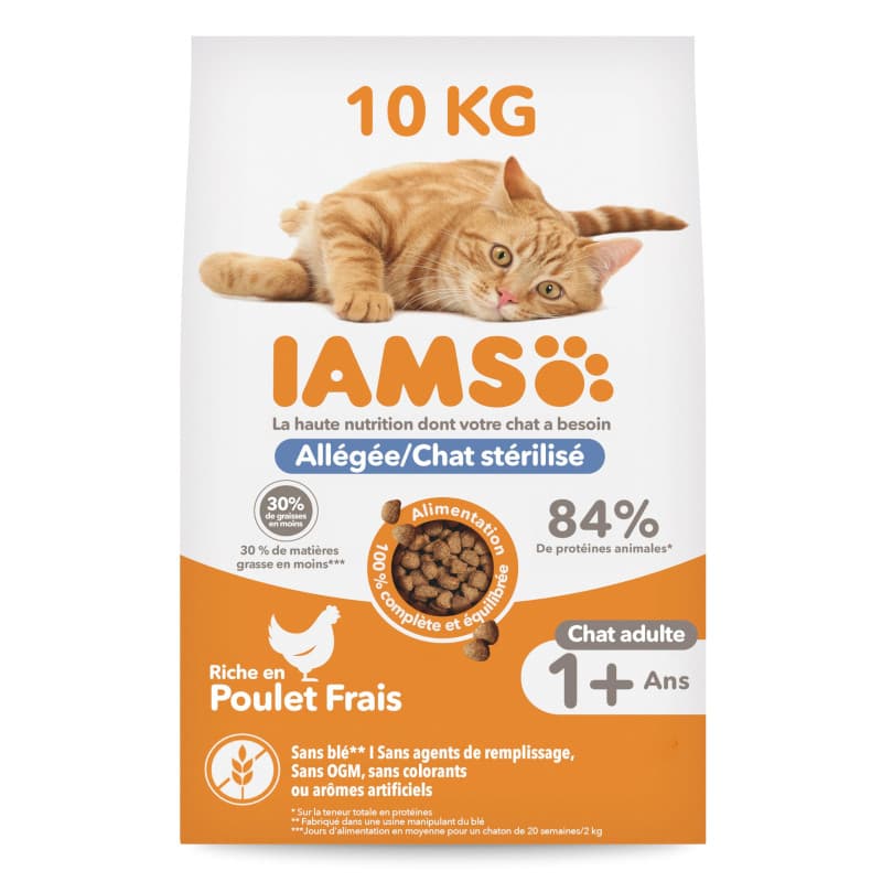 IAMS Advanced Nutrition - Croquettes Allégées – Adaptées aux Chats Stérilisés - Complètes équilibrées - Favorise le Contrôle du
