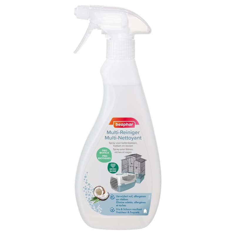 Beaphar – Spray Multi-Nettoyant aux Probiotiques – Litières, niches et Cages – Élimine saletés, allergènes et Taches – Favorise