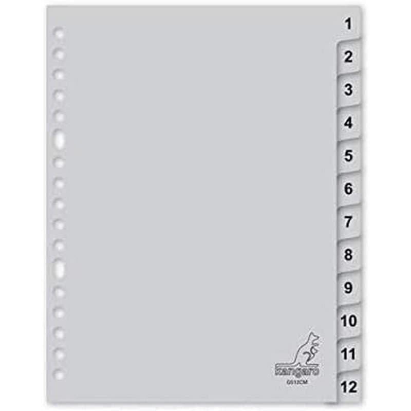 Kangaro, G512CM,Register AA8Kangaro A5cijfers PP 120micron 17r. 12 pièces Gris