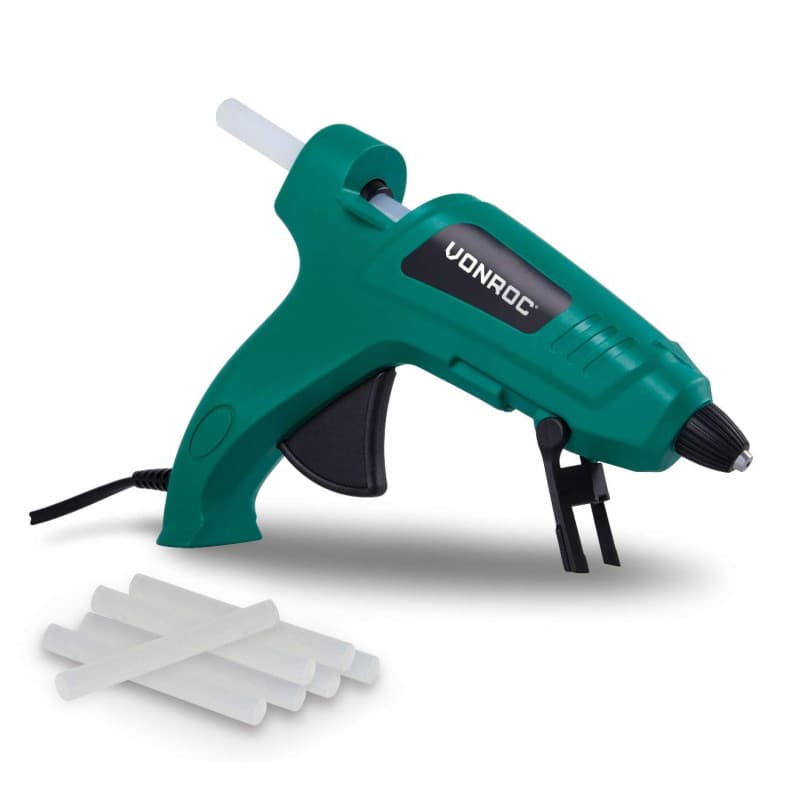 VONROC Pistolet à Colle 70W – Fonction Stop-Goutte, Chauffe Rapide 3-5 min, Ergonomique avec 8 Bâtons de Colle et Sac de Rangeme