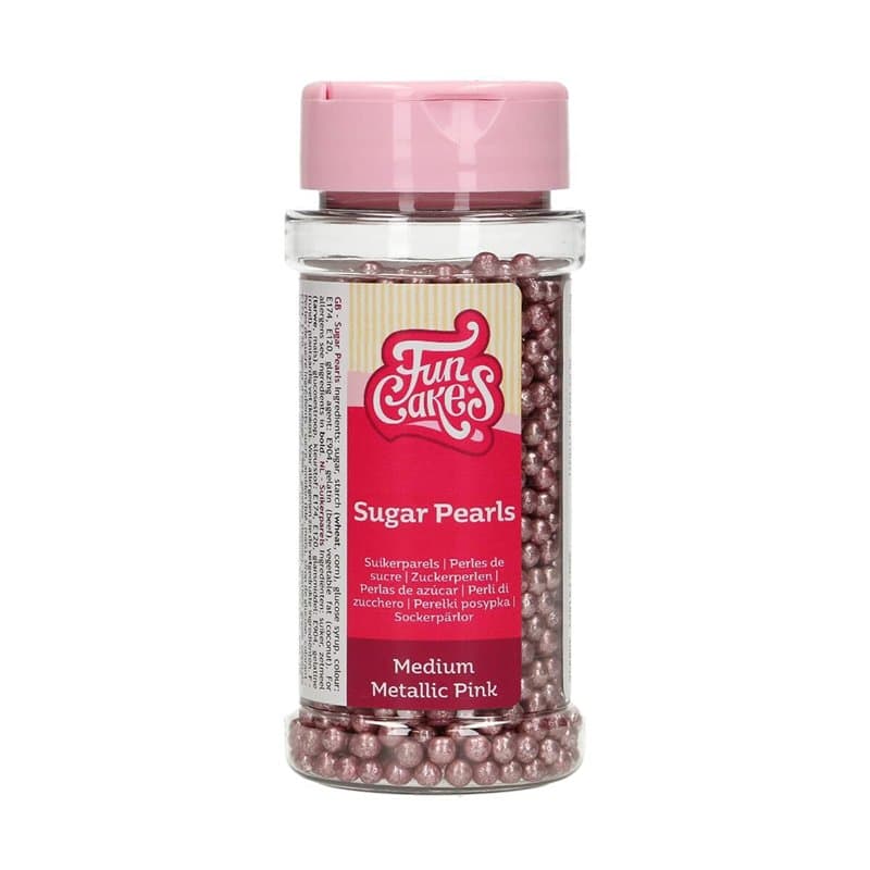 FunCakes Perles en Sucre Moyennes Rose Métallique: sprinkles gâteau, bon goût, parfait pour la décoration de gâteaux, perles de