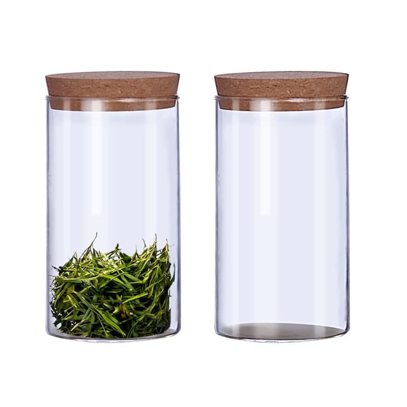 Lot de 2 Bocaux Conservation Verre , Hermétique Bocal en Verre avec couvercles en liège, Bocaux à Épices, 300 ml