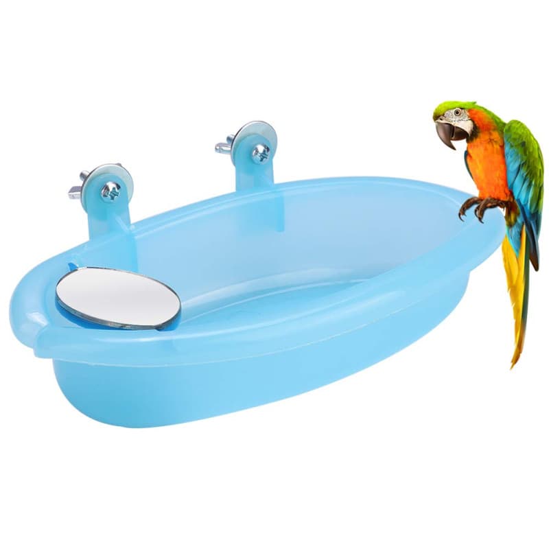 Hztyyier Bain D'oiseau avec Miroir, Boîte de Bain D'oiseau de Baignoire de Perroquet pour Animaux de Compagnie Mignon avec Acces