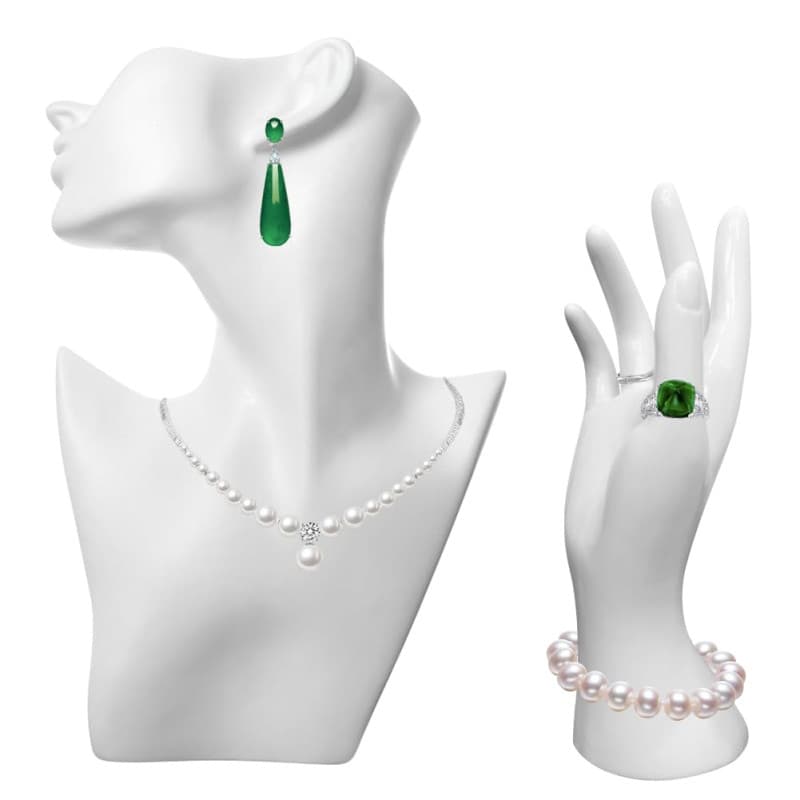 YANGSHINE Lot de 2 présentoirs à bijoux pour tête de buste, boucles d'oreilles, mannequin, main, bracelet, bague pour la vente d