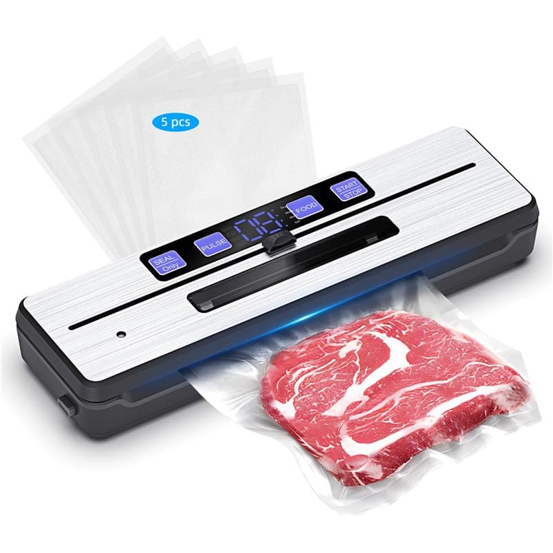 Machine Sous Vide Alimentaire, Appareil de Mise Sous Vide avec 6 modes, bac de récupération amovible, lame de coupe et deux fils