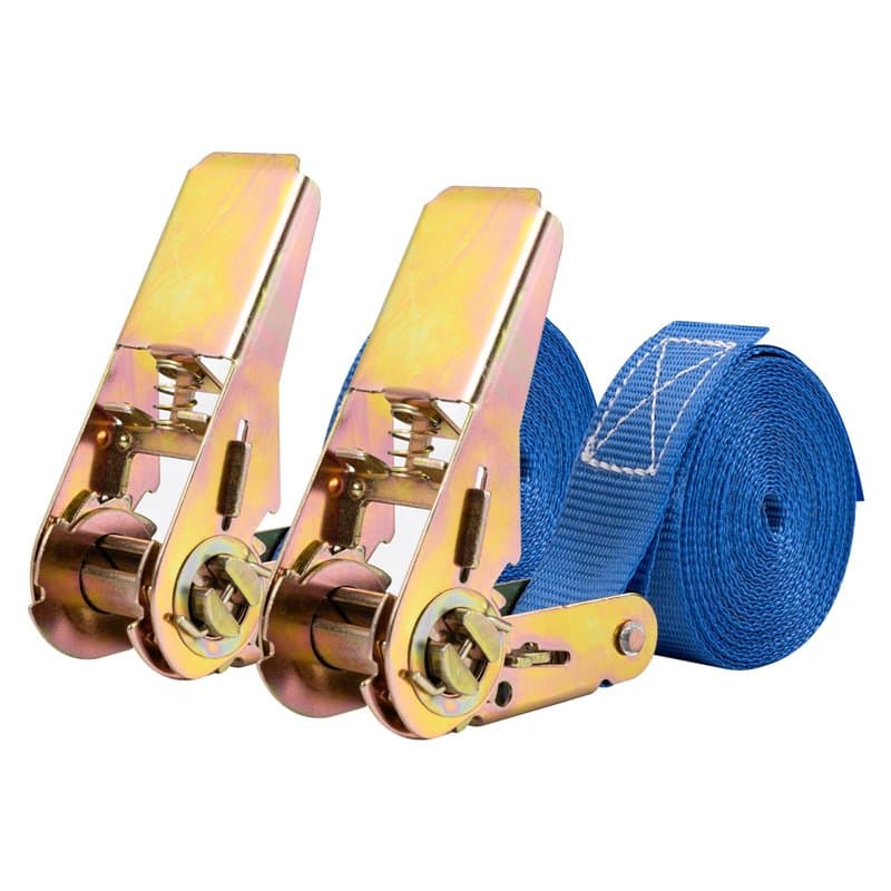 Lot de 2 Sangles d'arrimage à cliquet de 4 m - Robustes - avec cliquet - pour Transport de matériel, Moto, vélos, déménagement,