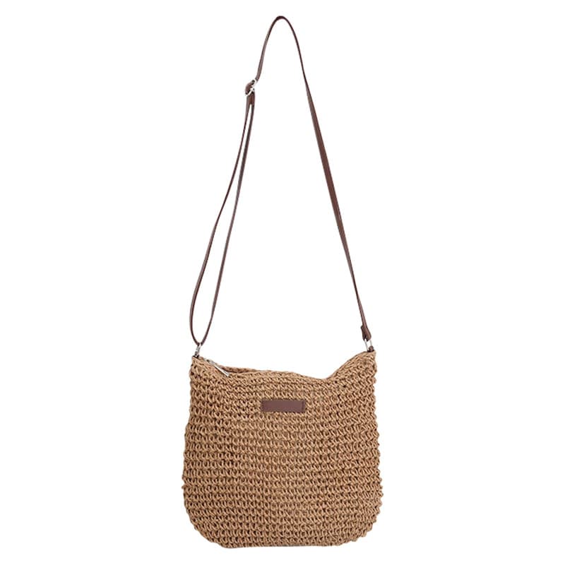 MLPKOI 1 Sac à Bandoulière en Paille pour Femme, Boho Eté Plage Paille Sac à Main Panier avec Bandoulière, pour Plage, Voyage et
