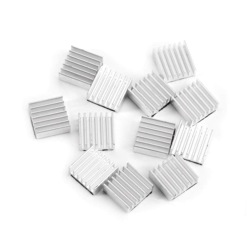 12pcs petit dissipateur thermique en aluminium, kit de refroidissement de dissipateur de chaleur, avec colle adhésive à l'arrièr