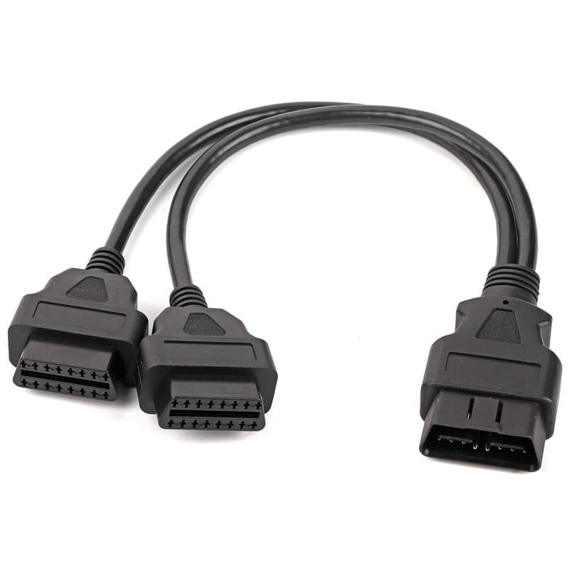Yctze pour câble y OBD Câble d'extension OBD2, Voiture 16 Broches OBD2 OBDII mâle à Double Femelle Adaptateur Y-Splitter câble d