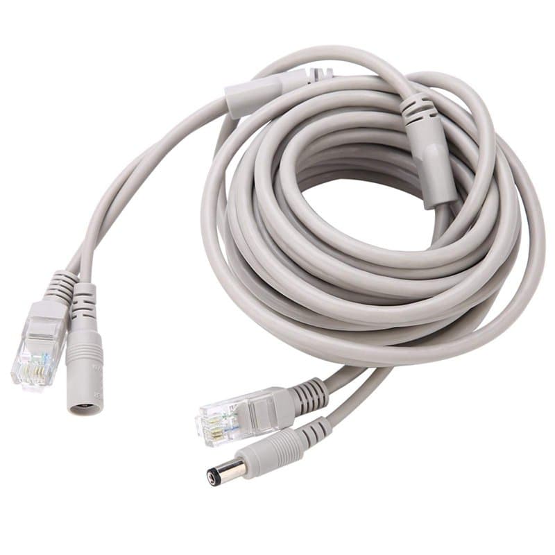 10M/393 7ft Câble Ethernet cable camera de surveillance Port RJ45, Câble DC Ethernet CCTV, Câble d'extension d'alimentation pour