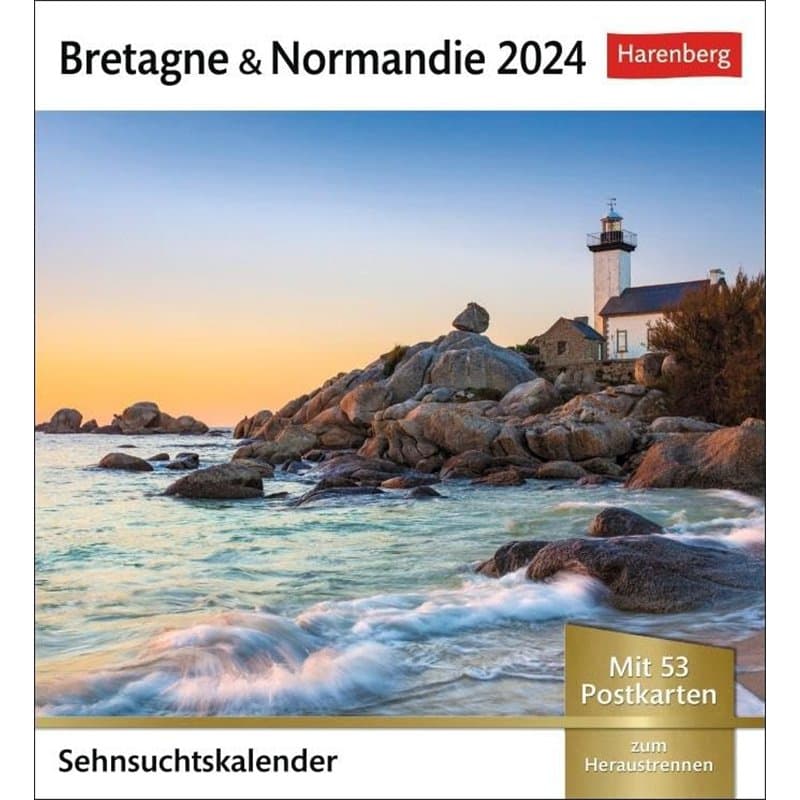 Bretagne & Normandie Calendrier 2024 53 cartes postales dans un calendrier hebdomadaire avec flair de vacances. Calendrier de ta