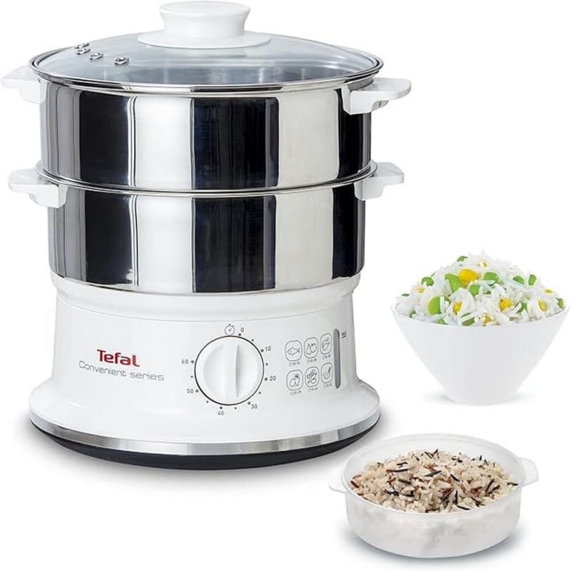 Tefal, Cuiseur vapeur, Cuisson saine, Bols en acier inoxydable, Empilables, Minuterie, Arrêt automatique, Pièces lavables au lav