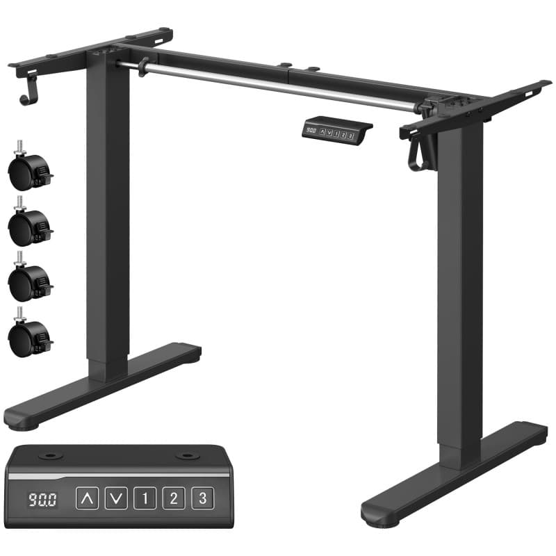 VASAGLE Bureau Électrique Réglable en Hauteur, Cadre de Bureau Assis-Debout, Support de Table, sans Plateau de Table, avec 2 Cro