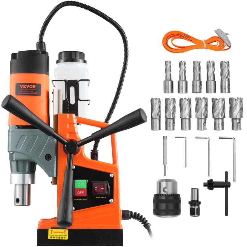 VEVOR Perceuse Magnétique, Perceuse à Colonne Portable 1450 W, 12500 N, 850 tr/min, Max. Diamètre d'Alésage (Foret de Carottage)