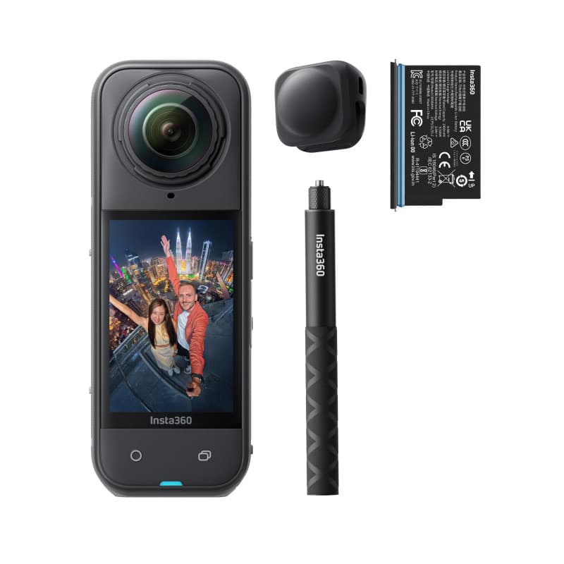 Insta360 X5 Pack débutant - caméra d'action 360° 8K étanche, Basse lumière de Pointe, Effet Perche à Selfie, objectifs Robustes