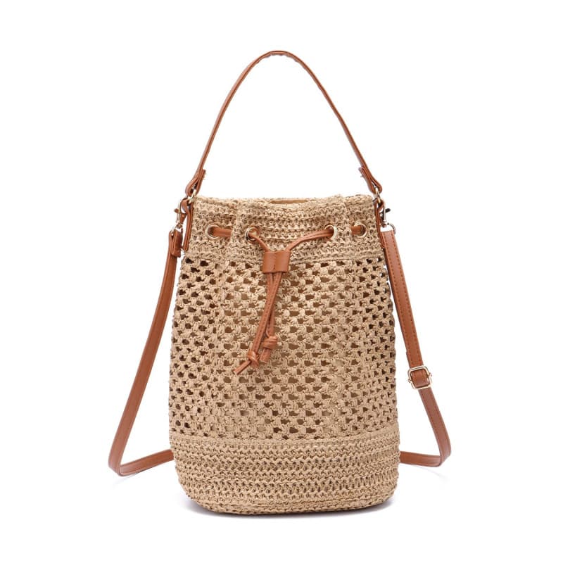 EVEOUT Sacs bandoulière Rétro Tissés Paille Femme Été Style bohème Grand Cabas Sacs portés épaule Paille Plage