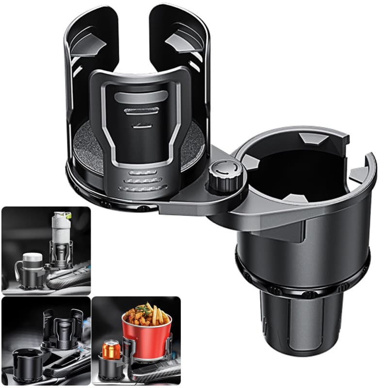NATGIC Porte-gobelet Double pour Voiture 2 en 1 Multifonction Rotatif à 360° pour la Plupart des Porte-gobelets de Voiture et Or