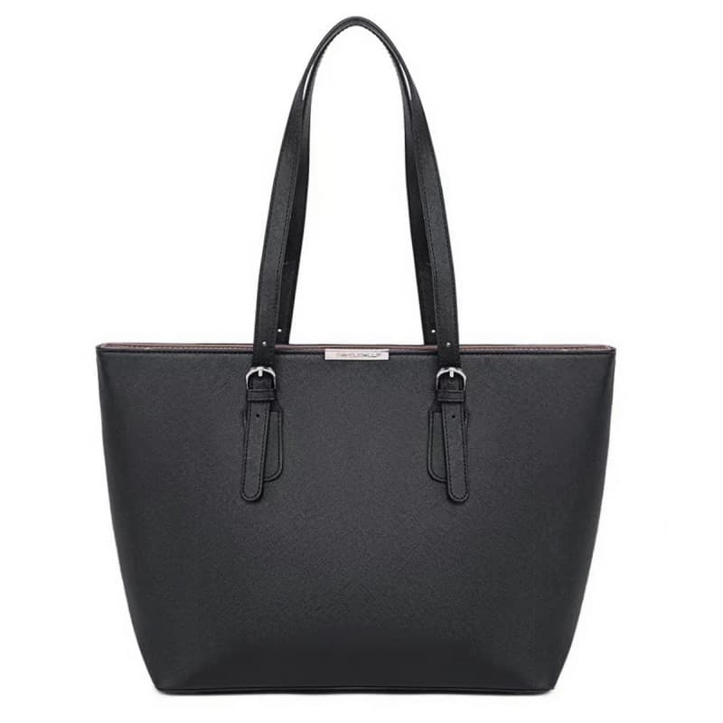 David Jones - Sac à Main Shopping Femme Grand Format - Cours Lycée Fille - Cabas Fourre-Tout Porté Epaule Cuir PU Anse Longue -