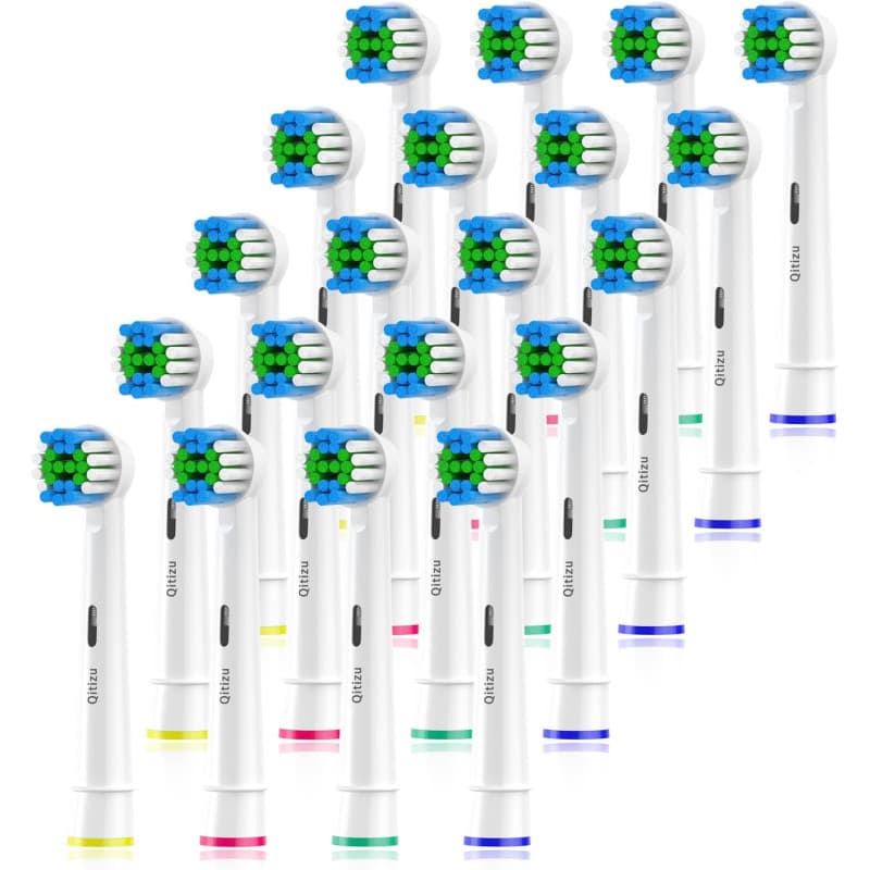 Qitizu Brossette de Rechange Compatible avec Braun Oral-b Brosse à Dents Electriques (20 Blanc, 20 unité (Lot de 1))