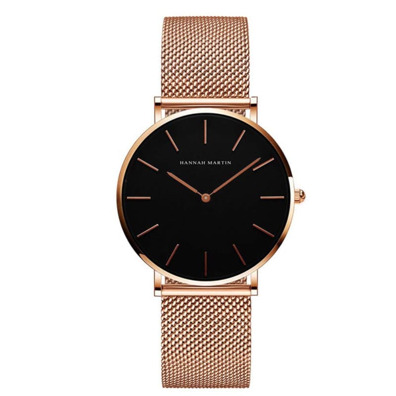 HANNAH MARTIN Très Mince Montre pour Femme Quartz Analogique Étanche Acier Inoxydable