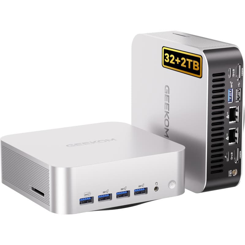 GEEKOM A9 Max Mini PC avec AMD Ryzen AI 9 HX 370 (80TOPS NPU) Radeon 890M, 32 Go DDR5 5600, 2To SSD, Double LAN 2,5 G, Mini Ordi