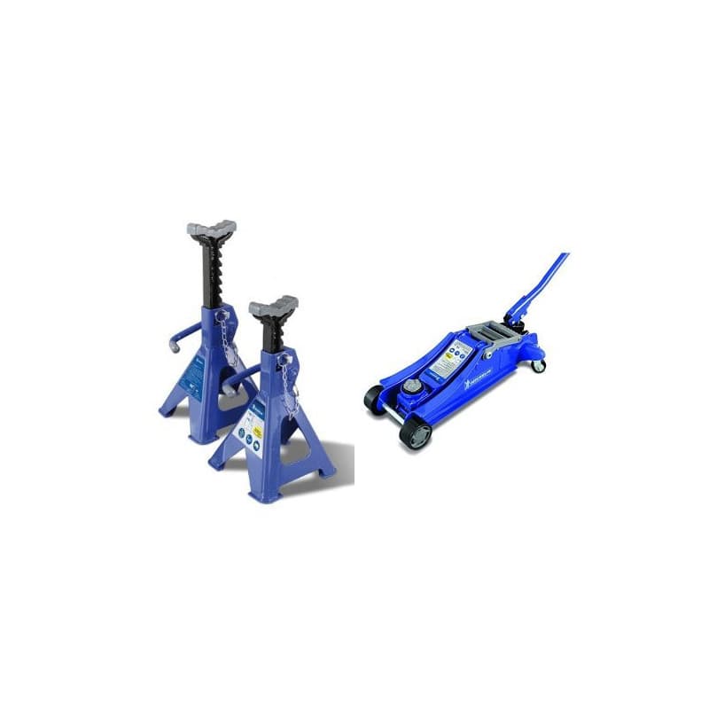 Michelin 92417/009557 2 Chandelles à Crémaillère 2 T et Michelin Cric Hydraulique Rouleur 2 T