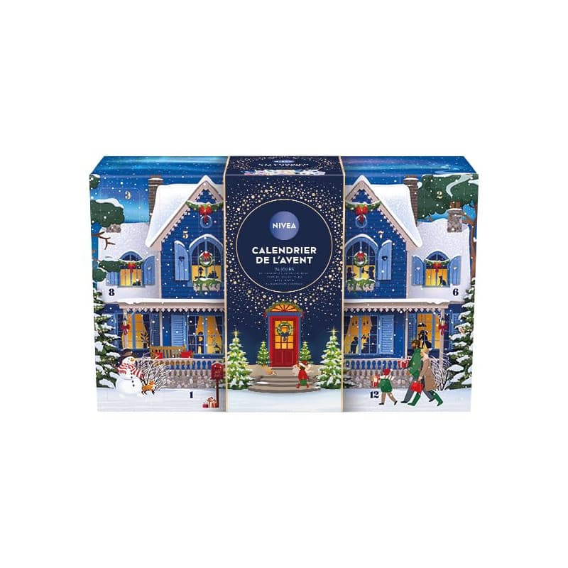 NIVEA - Calendrier de l'Avent Femme Édition 2025 - Coffret Cadeau Beauté - Soins Visage, Corps & Lèvres + Accessoires - 24 Fenêt