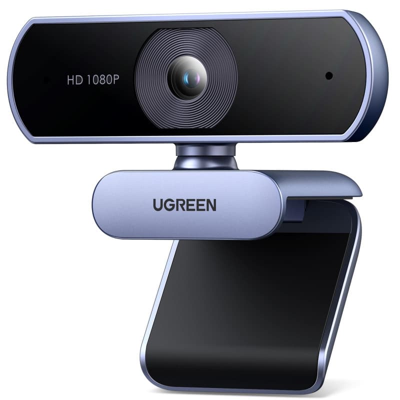 UGREEN Webcam Full HD 1080P 30FPS Caméra USB PC Mise au Point Fixe Deux Micro 360 Degrés Rotation Plug Play Windows MacOS Linux