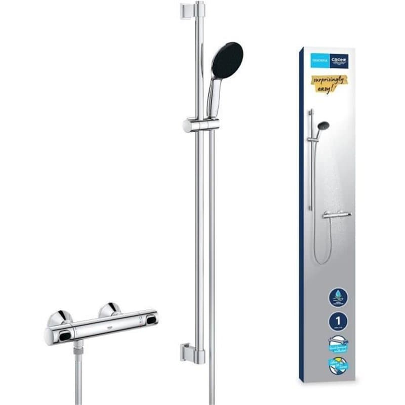 Ensemble de douche - 1 jet - Mitigeur thermostatique - GROHE - 34805001 - Gris
