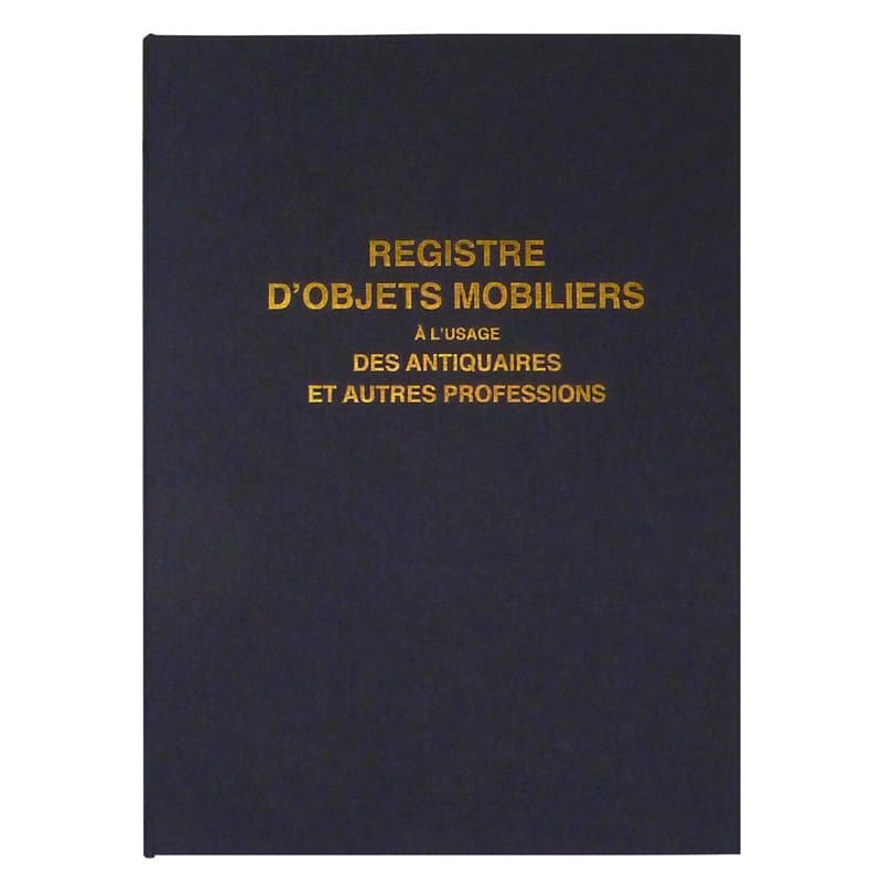 Lebon et Vernay Registre objet mobilier pour antiquaire /brocanteur 104 pages Format 25x32cm Bleu Marine
