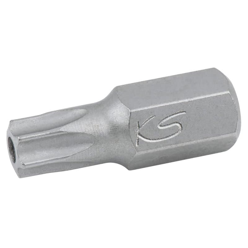KS Tools 930.2127 - Embout de Vissage TORX® percé, L.30 mm - A 10 mm - T27 - En Acier Nickelé