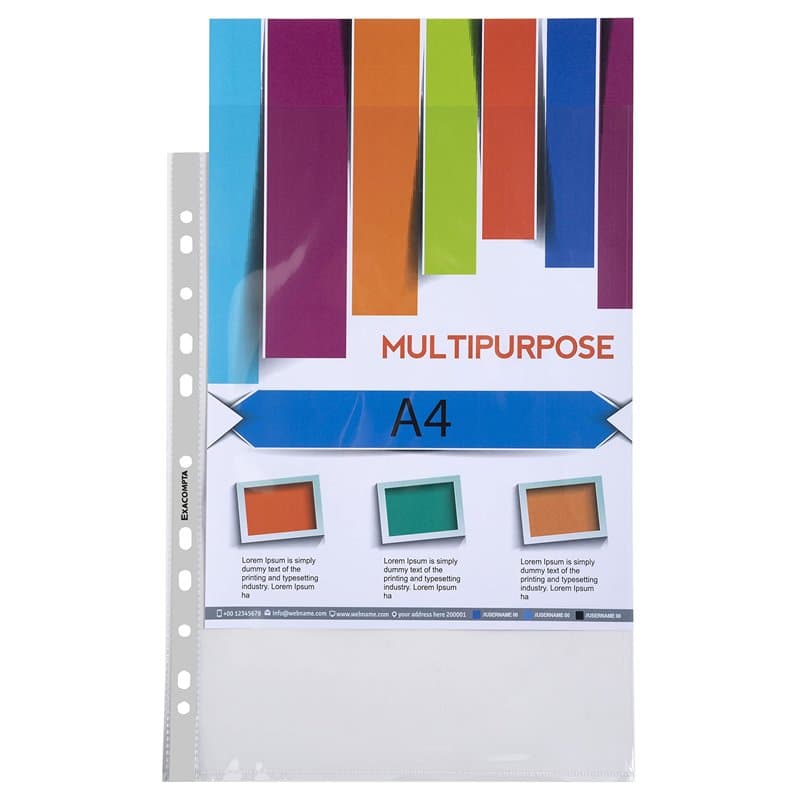 Exacompta - Réf. 5750E - Sachet de 100 pochettes perforées en Polypropylène lisse - Epaisseur 7,5/100ème qualité supérieure - Pe