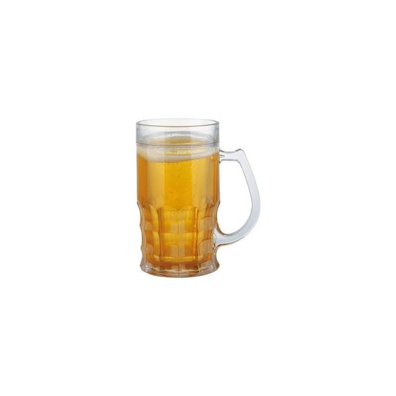 MIK funshopping Chope isotherme double paroi Trompe-l'oeil Bière Jaune orange translucide et transparent D13,5 x H16 cm, 400 ml,