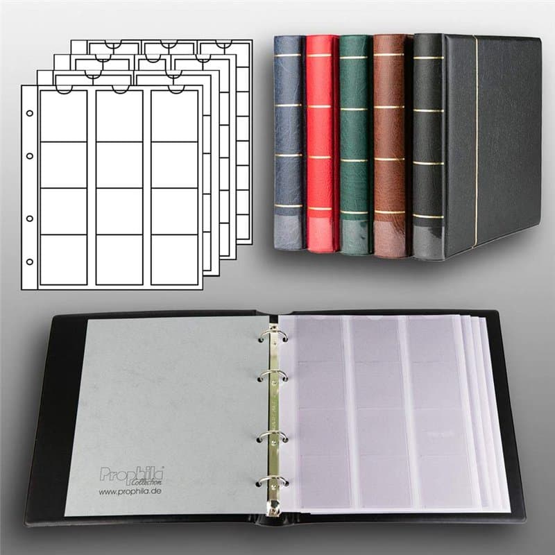 Prophila Reliure pour des Monnaies avec 4 Feuilles pour 110 pièces de Monnaie Noir