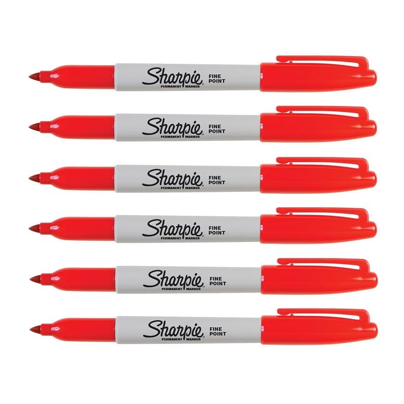 Sharpie Marqueur rouge à pointe fine - Séchage rapide (Ensemble de 6)