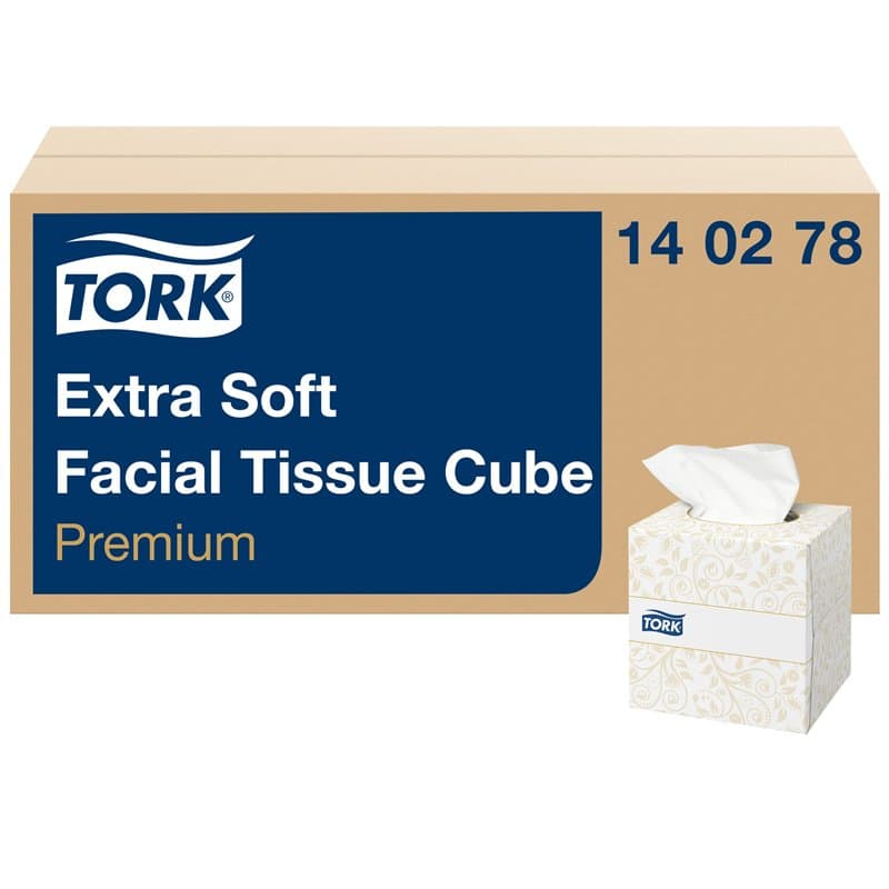 Tork 140278 Mouchoirs boîtes cubiques extra doux Premium - Blanc - 2 plis - 10,4 x 20 cm