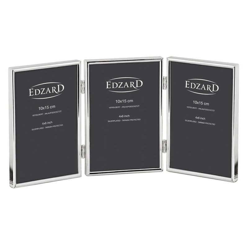 EDZARD Cadre Triple Photo Gênes, classieux argenté, résistant au ternissement, pour 3 Photos 10 x 15 cm