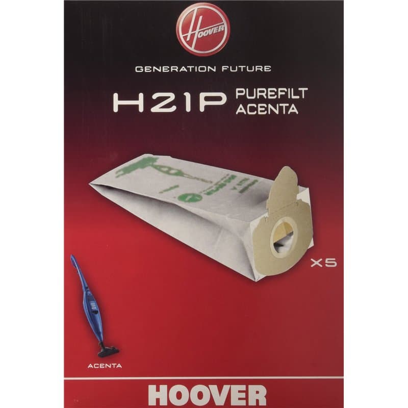 Hoover H21P Sacs pour Aspirateur, Originaux, en Papier, Anti-odeur, Extra Larges, Compatibles avec l’Aspirateur Acenta, 5 Pièces