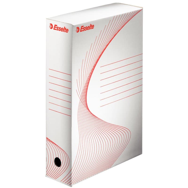 Esselte Boîte à Archive Standard, 80 mm, A4, Boîte Transfert, Carton Ondulé Sans Acide, Lot de 25, Capacité 600 Feuilles, Blanc,