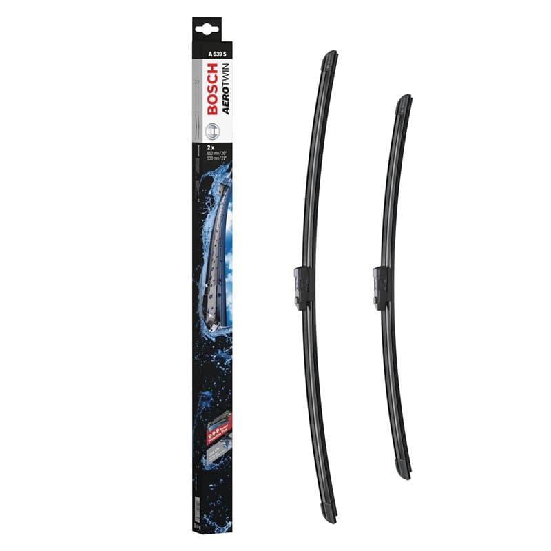 Bosch Balais d'essuie - glace plats Aerotwin A639S, Longueur: 650mm/530mm − 1 paire de balais avant - Pour véhicules avec direct