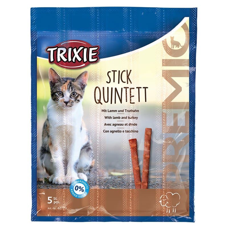 Bâtonnets 'Premio Quadro-Sticks' anti-boule de poil agneau/dinde