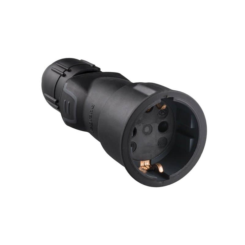 Legrand, 050341 Prise professionnelle avec presse-étoupes en caoutchouc noir, entrée avec prise de terre, base 2 pôles + terre 1
